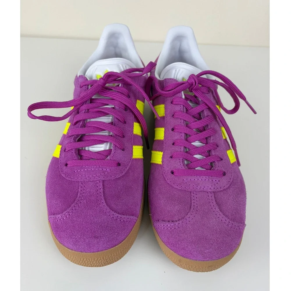 Adidas Gazelle Purple Burst Solar Yellow Suede Sneakers JI1373 Womens 7